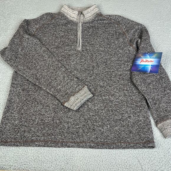 Rail Riders Hemp Sweater Mens L Brown Cotton 1/4 Zip Pullover Sweatshirt Hiking - Picture 1 of 13